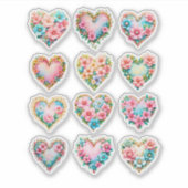 Lentebloemen hart vel met 12 stickers (Voorkant)