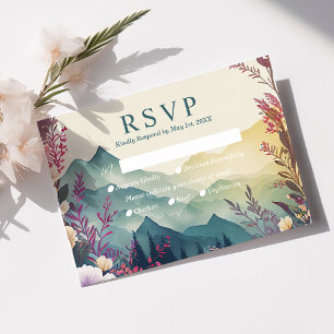 Lentebloemen Huwelijks RSVP Kaart Spring Mountains