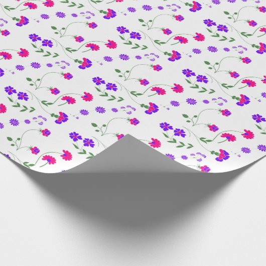 Lentebloemen in paars en roze cadeaupapier (Hoek)