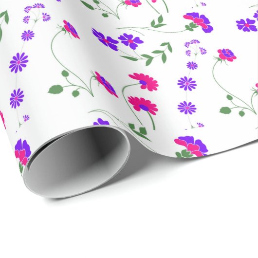 Lentebloemen in paars en roze cadeaupapier (Rol Hoek)