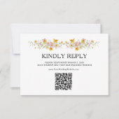 Lentebloemen in waterverf QR-code RSVP Kaartje (Voorkant)