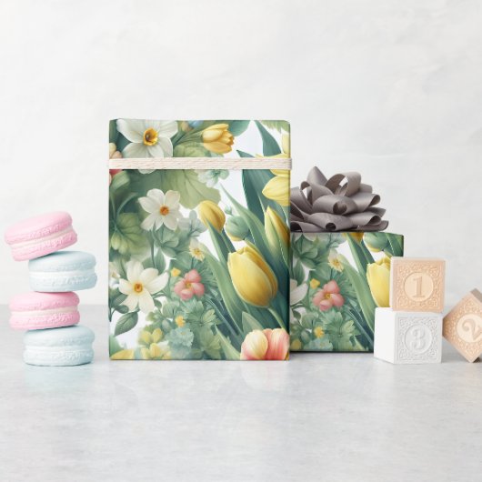 Lentebloemen Inpakpapier (Baby Shower)