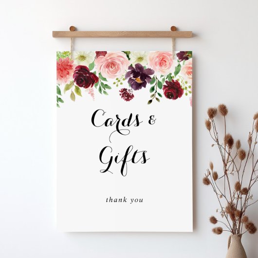 Lentebloemen kalligrafie kaarten en cadeaus bord poster