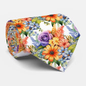 Lentebloemen Kleurrijke Regenboog Waterverf Bloemi Stropdas (Opgerold)