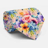 Lentebloemen Kleurrijke Regenboog Waterverf Bloemi Stropdas (Opgerold)