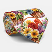 Lentebloemen Kleurrijke Regenboog Waterverf Bloemi Stropdas (Opgerold)