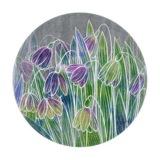 Lentebloemen, kruiden, waterverf naadloze grens. snijplank (Voorkant)