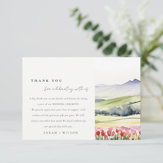 Lentebloemen Landschap Proefavondeten Bedankkaart (Staand voorkant)