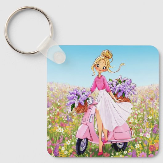 Lentebloemen Ontwerp Sleutelhanger (Voorkant)