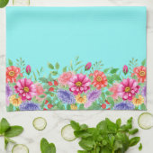 Lentebloemen op Blauwgroen achtergrond Theedoek (Gevouwen)