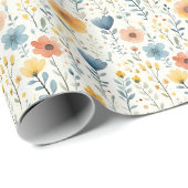 Lentebloemen op licht crèmekleurig cadeaupapier (Rol Hoek)