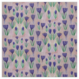 Lentebloemen, Paarse krokus illustratiestof Stof