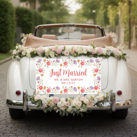Lentebloemen Pas Getrouwd Auto Banner