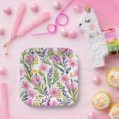 lentebloemen |  pastelbloem Waterverf Papieren Bordje (Feest)