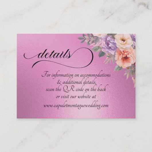 Lentebloemen, QR-code - Roze Informatiekaartje (Voorkant)
