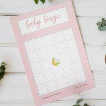 Lentebloemen Roze Vlinder Baby Shower Bingo