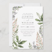 Lentebloemen Rustieke Elegante QR Code Bruiloft Kaart (Voorkant)