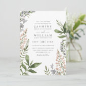 Lentebloemen Rustieke Elegante QR Code Bruiloft Kaart (Staand voorkant)
