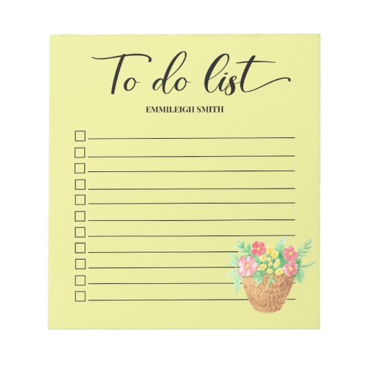 Lentebloemen Script Takenlijst Checkbox Notitieblok (Voorkant)