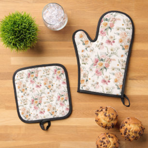 Lentebloemen Tulpen Ovenwant & Pannenlap Set