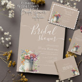 Lentebloemen Vaas Bruids Bruiloft Brunch Kaart