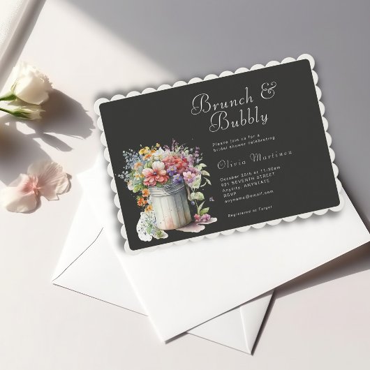 Lentebloemen Vaas Bruids Bruiloft Brunch Kaart