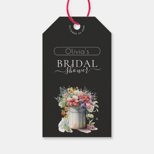 Lentebloemen Vaas Bruidsfeest Cadeaulabel (Achterkant)