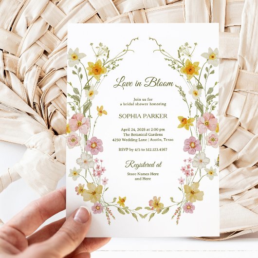 Lentebloemen | Waterverf Bruiloftsborrel Kaart