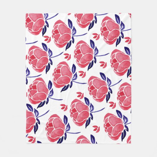 Lentebloemen, waterverf naadloos patroon. fleece deken (Voorkant)