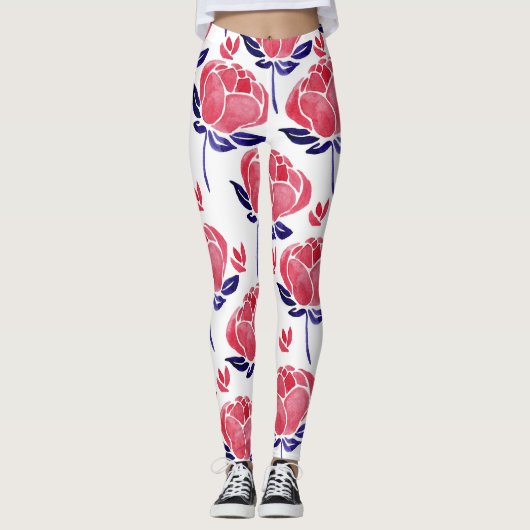 Lentebloemen, waterverf naadloos patroon. leggings (Voorkant)