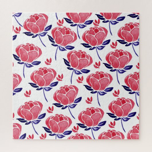 Lentebloemen, waterverf naadloos patroon. legpuzzel (Verticaal)