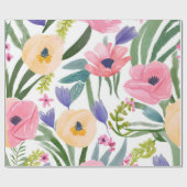 lentebloemen | Waterverf van de pastelbloem Cadeaupapier (Vlak)