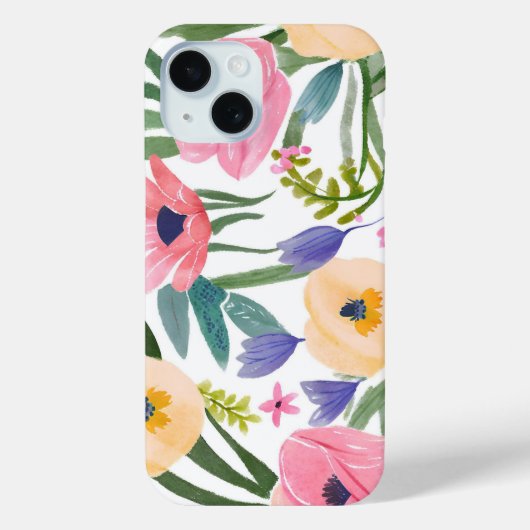 lentebloemen | Waterverf van de pastelbloem Case-Mate iPhone Case (Achterkant)