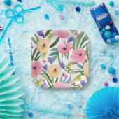 lentebloemen | Waterverf van de pastelbloem Papieren Bordje (Feest)