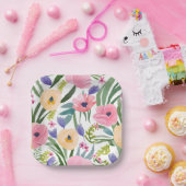 lentebloemen | Waterverf van de pastelbloem Papieren Bordje (Feest)