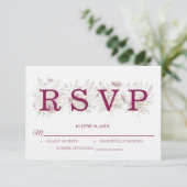 Lentebloemen wijn bruiloft RSVP kaart (Staand voorkant)