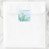 Lentebloemen (witte krokus) vierkante sticker (Tas)