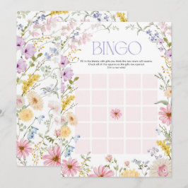 Lentebloemenbingokaart voor babyshower kaart