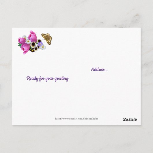 Lentebloemenboeket Bedankt Vriend Briefkaart (Achterkant)