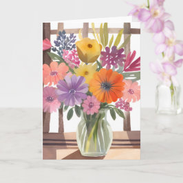 Lentebloemenboeket | Bloemige Pastel Waterverf Kaart