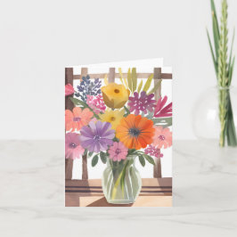 Lentebloemenboeket | Bloemige Pastel Waterverf Kaart
