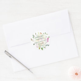 Lentebloemenboeket bruiloft  ronde sticker