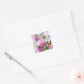  lentebloemenboeket Happy Birthday Vierkante Sticker (Envelop)