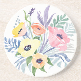 Lentebloemenboeket | Mooie bloemenaquarel Zandsteen Onderzetter