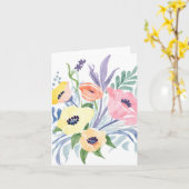 Lentebloemenboeket | Mooie bloemwaterverf Kaart (Gele Bloem)