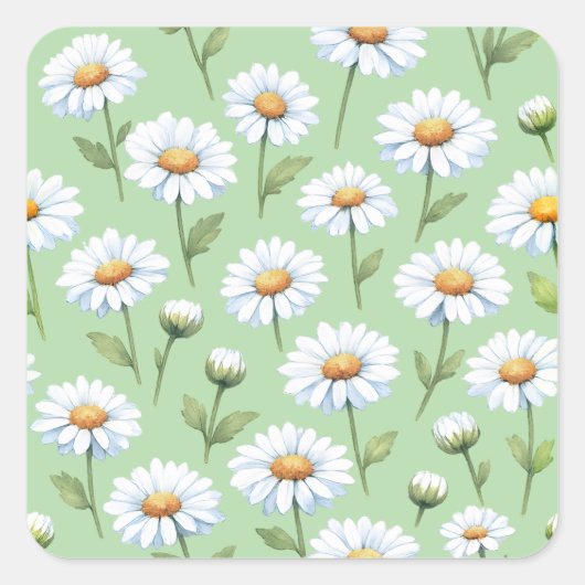 Lentebloemenpatroon Vierkante Sticker (Voorkant)