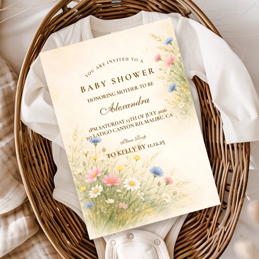Lentebloemenweide Baby Shower Kaart