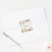 Lentebloemenweide Huwelijk  Vierkante Sticker (Envelop)