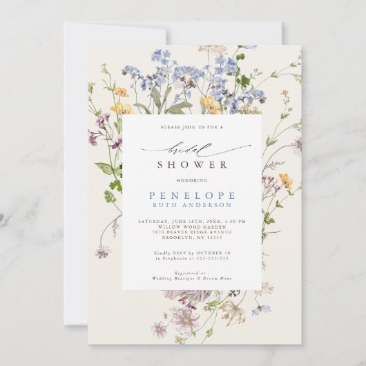 Lentebloemenweide Tuin Bruiloft Feest Kaart (Voorkant)