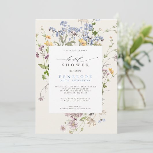 Lentebloemenweide Tuin Bruiloft Feest Kaart (Staand voorkant)